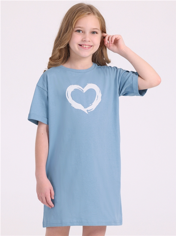 Платье детское Апрель 250дев001Д2, серо-голубой250 Сердце кистью, 140