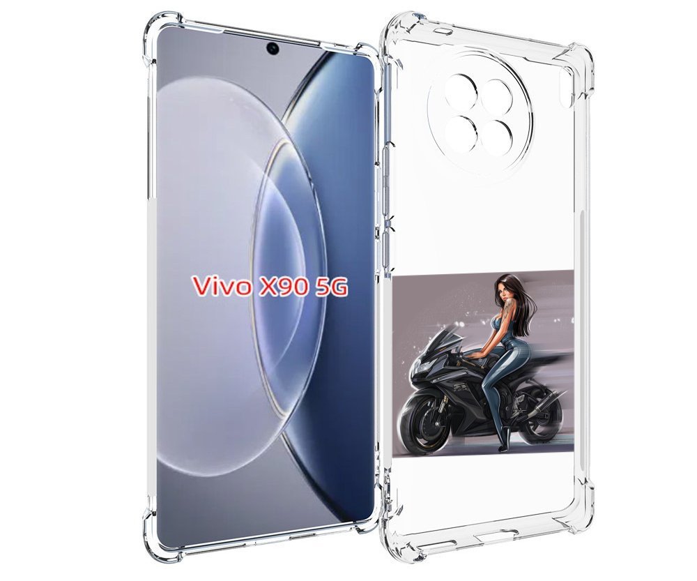 Чехол MyPads девушка-на-мотоцикле для Vivo X90
