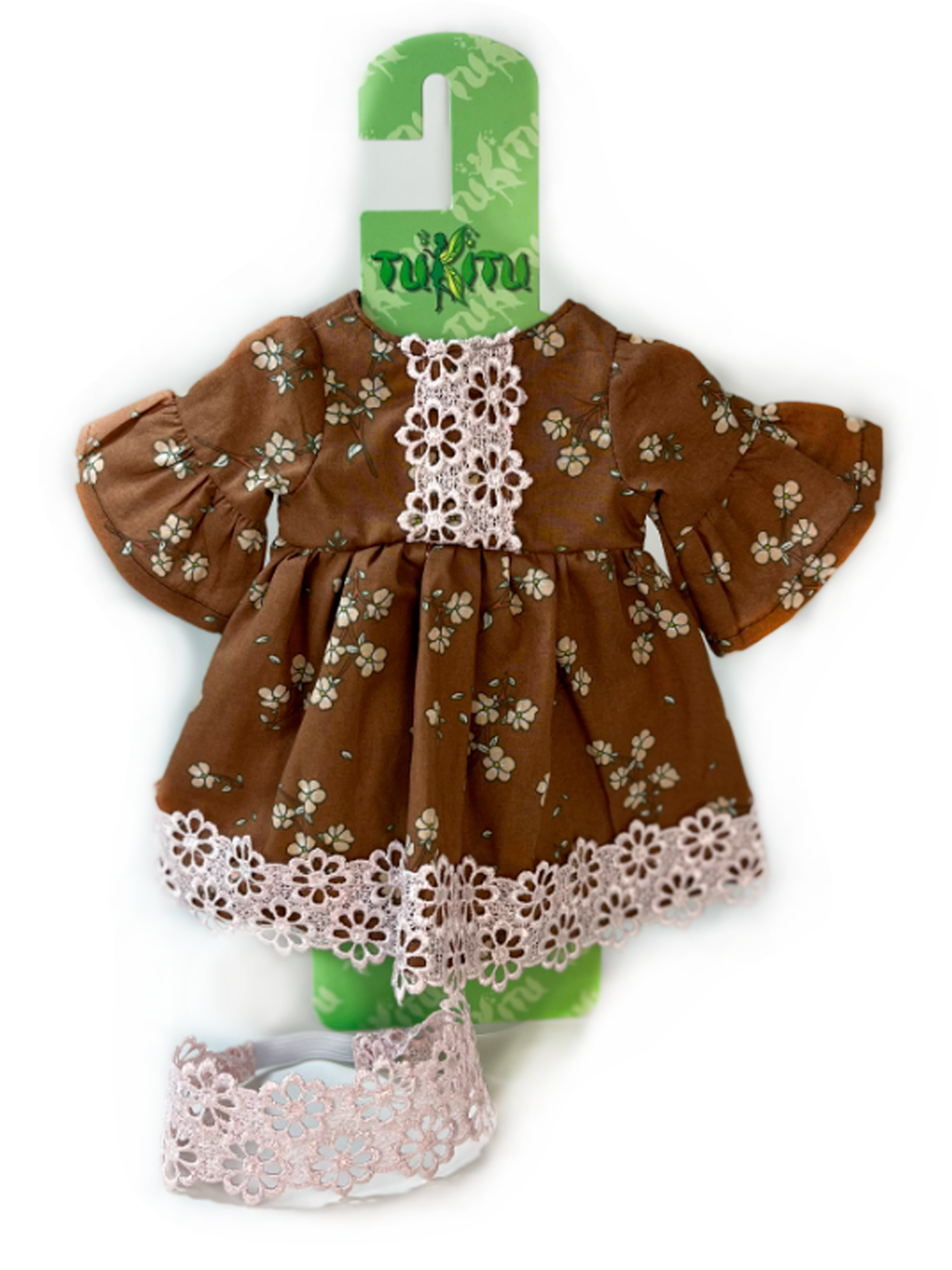 Комплект одежды для кукол TuKiTu до 40 см: платье с кружевом и повязка на голову, арт. 34