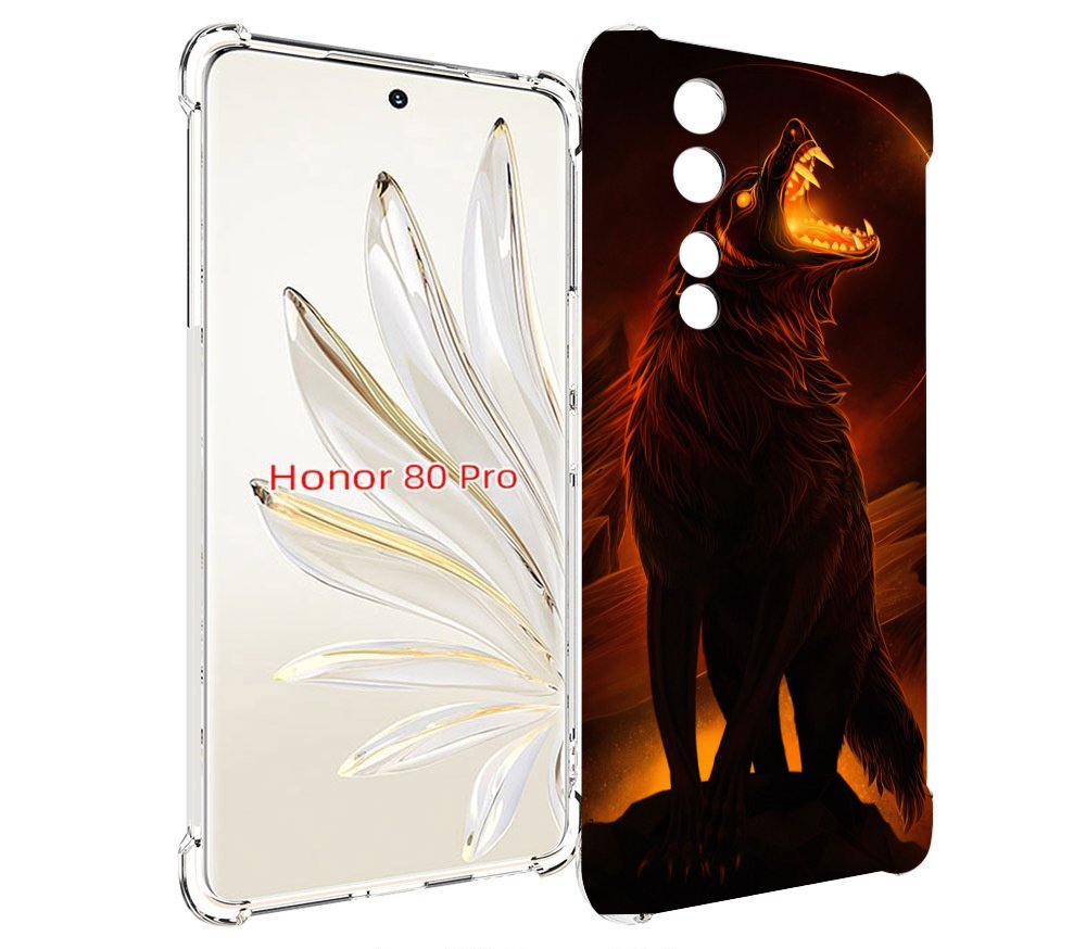 

Чехол MyPads волчара с огнем внутри для Honor 80 Pro, Прозрачный, Tocco