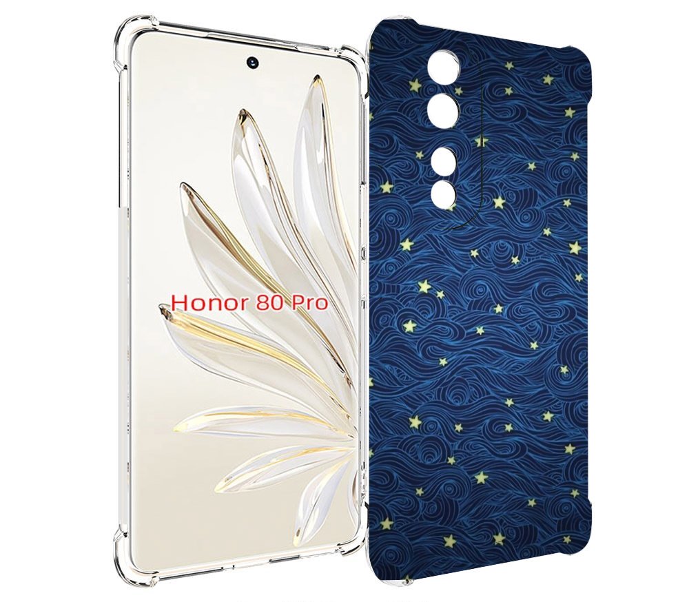 

Чехол MyPads волны с звездами акварель для Honor 80 Pro, Прозрачный, Tocco