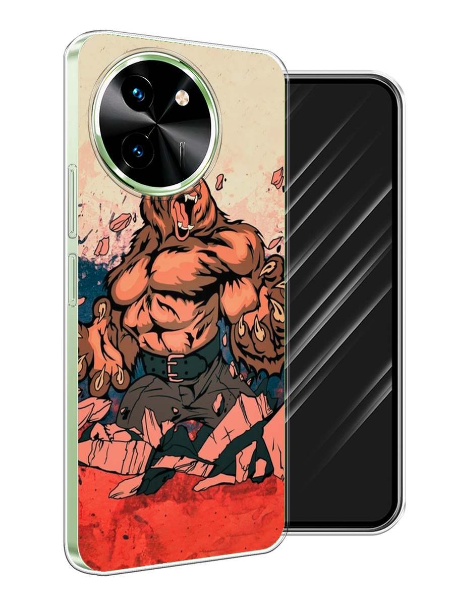 

Чехол Awog на Vivo T3x/Y38 5G "Медведь с флагом РФ", Коричневый;синий;красный, 2610750-1