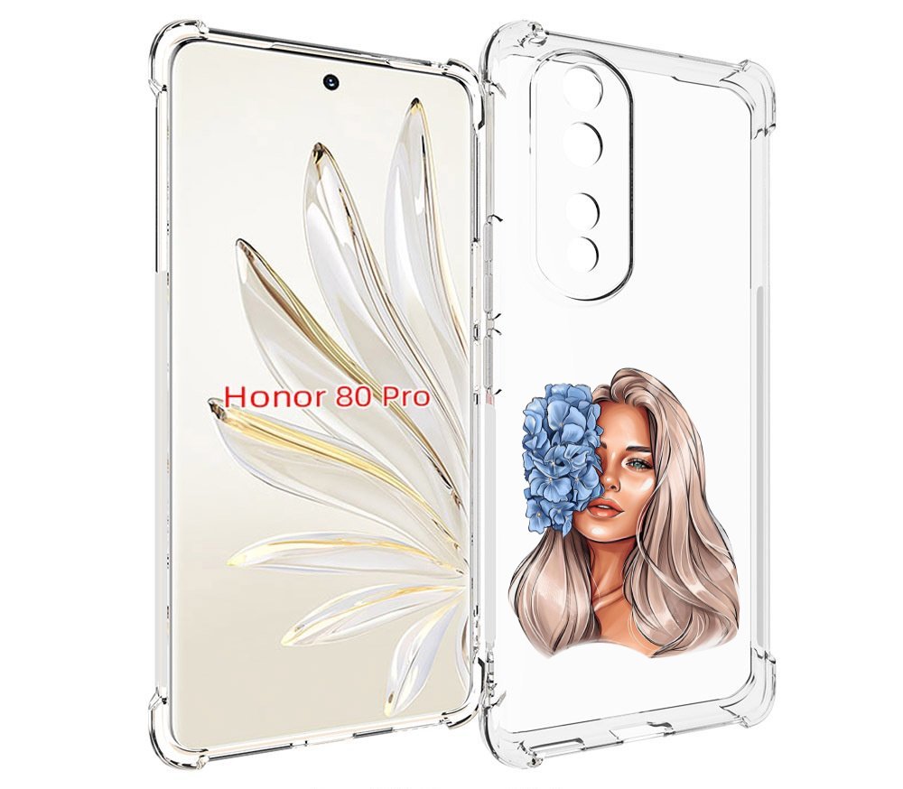 

Чехол MyPads блондинка-с-голубыми-цветами женский для Honor 80 Pro, Прозрачный, Tocco