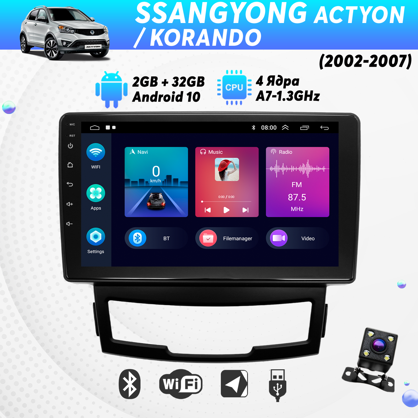 Штатная магнитола Dolmax для SSANGYONG 9 CarPlay Wi-Fi GPS камера 2200000₽