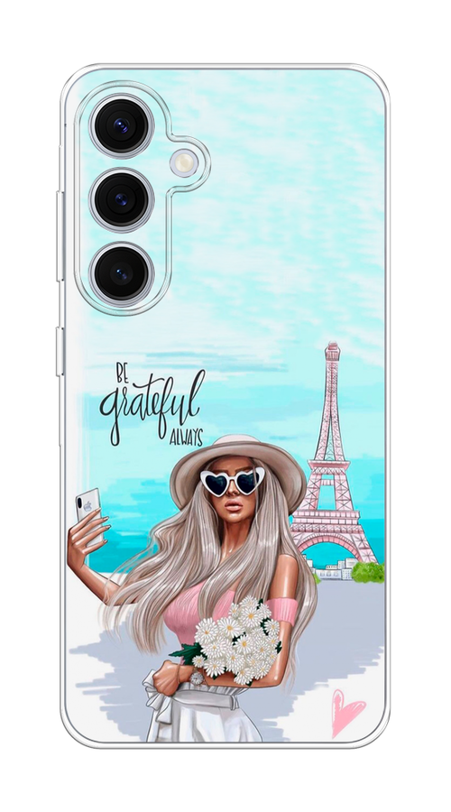 

Чехол на Samsung Galaxy S24 FE 5G "Селфи Париж", Голубой;бежевый, 2109950-1