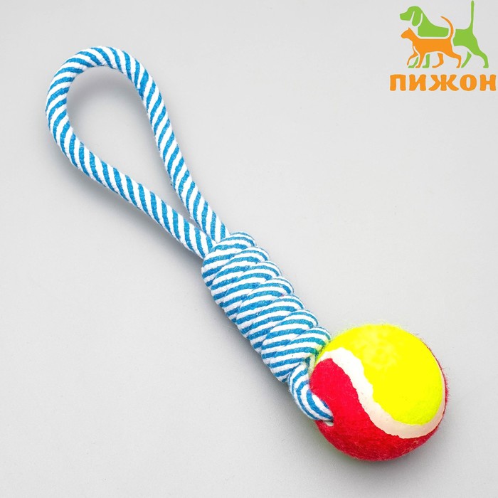 

Игрушка для собак Пижон канатная плетёная с мячом микс цветов до 130г до 33 см