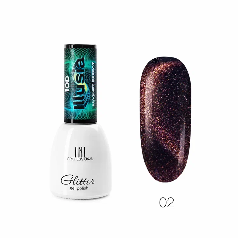 

Гель-лак Illusia 10D, кошачий глаз №02 - розовый золотистый, TNL Professional, 7 мл