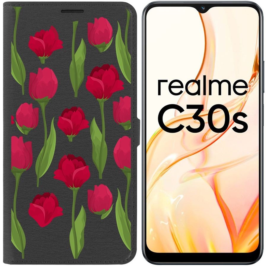 Чехол-книжка Eco Book для Realme C30s Розы паттерн