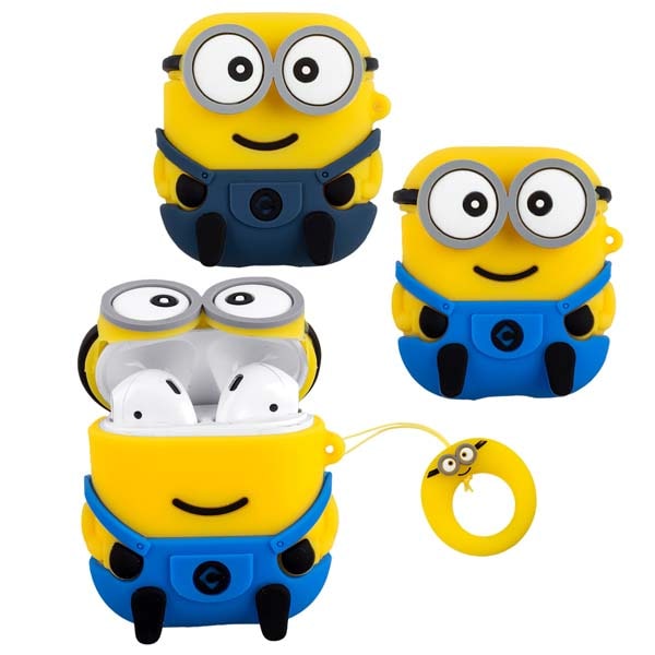 фото Чехол airpods 1/2 силиконовый minions with ring nobrand