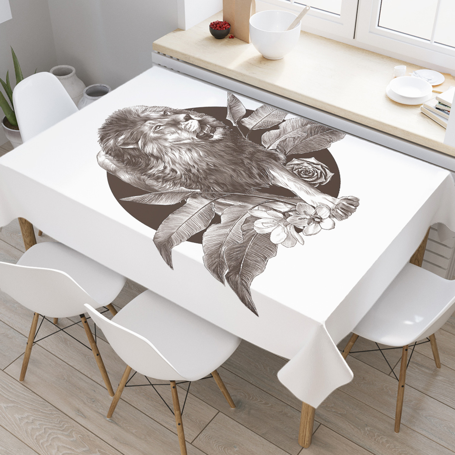 

Скатерть на стол JoyArty Король джунглей 120х145см, прямоугольная tc_422872_120x145, Белый