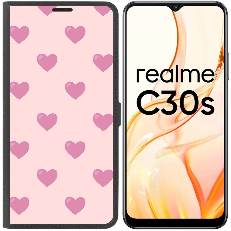 

Чехол-книжка Eco Book для Realme C30s Пурпурные сердца
