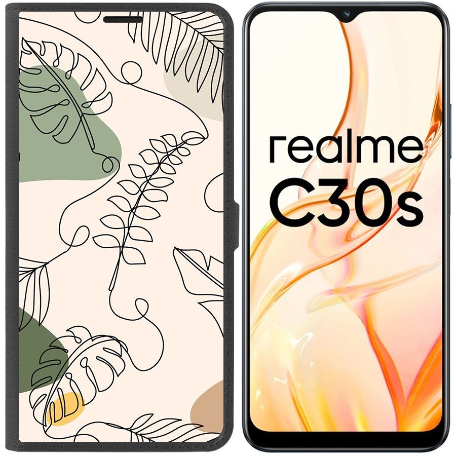 

Чехол-книжка Eco Book для Realme C30s Линия весны, Черный