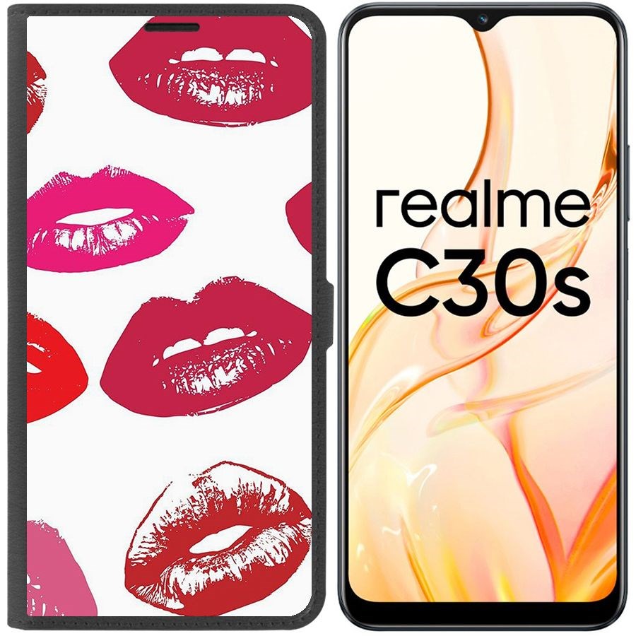 Чехол-книжка Eco Book для Realme C30s Губы паттерн 2