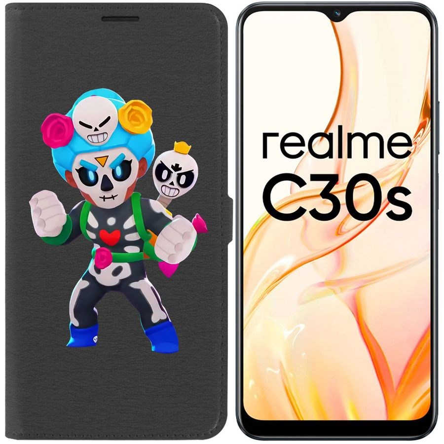 

Чехол-книжка Eco Book для Realme C30s Brawl Stars-Хэллоуинская Роза