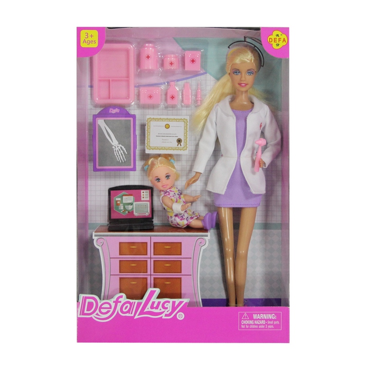 Набор кукол Defa Lucy Приём у доктора 2 шт, аксесс, 28 см, розовый