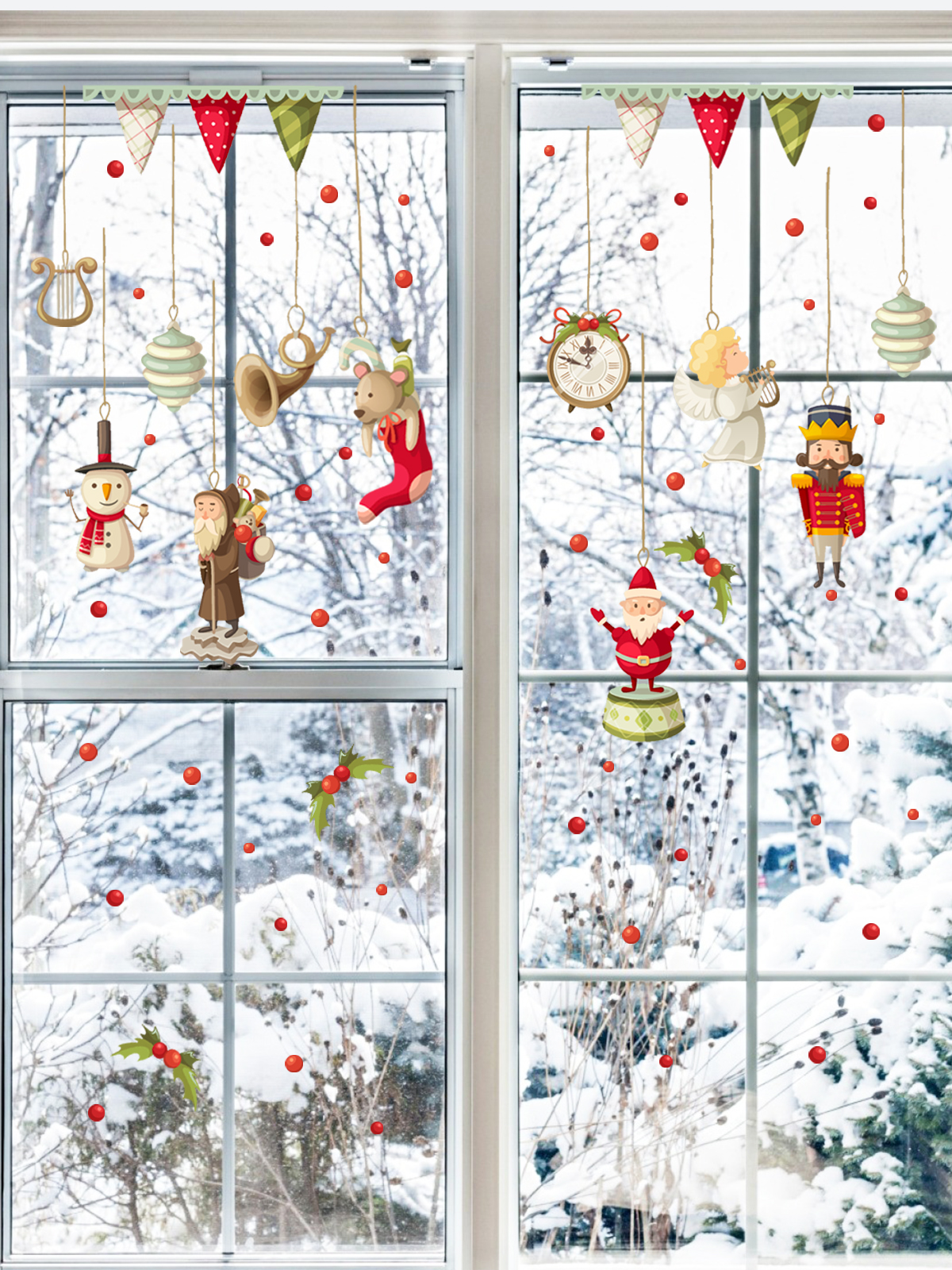фото Новогодние интерьерные наклейки verol с новым годом украшения на стену на окно 2022 декор