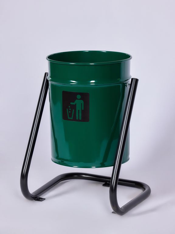 Урна уличная металлическая ПРОФМЕТСТИЛЬ зеленая с креплением в асфальт