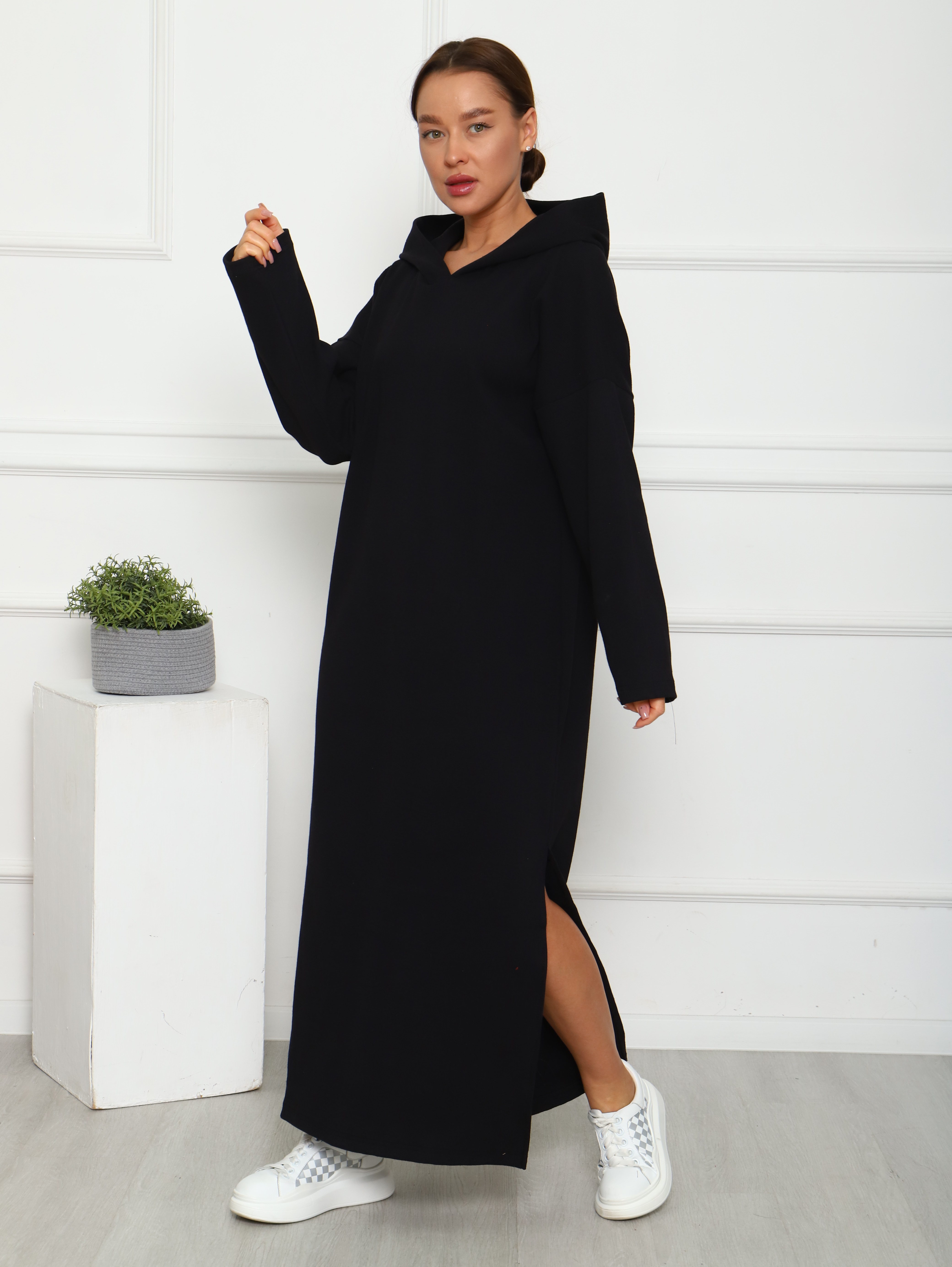 Платье женское ИвГрадТрикотаж П202 макси черное 42-44 RU