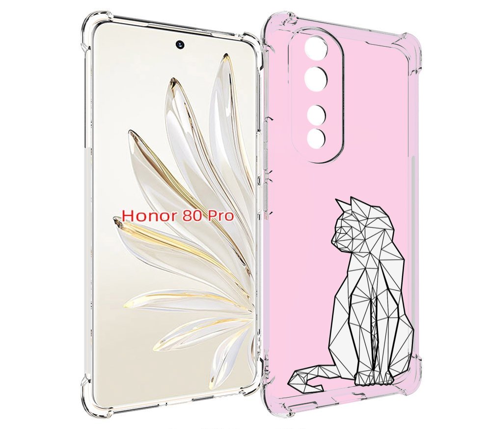 

Чехол MyPads белый котик с гранями для Honor 80 Pro, Прозрачный, Tocco