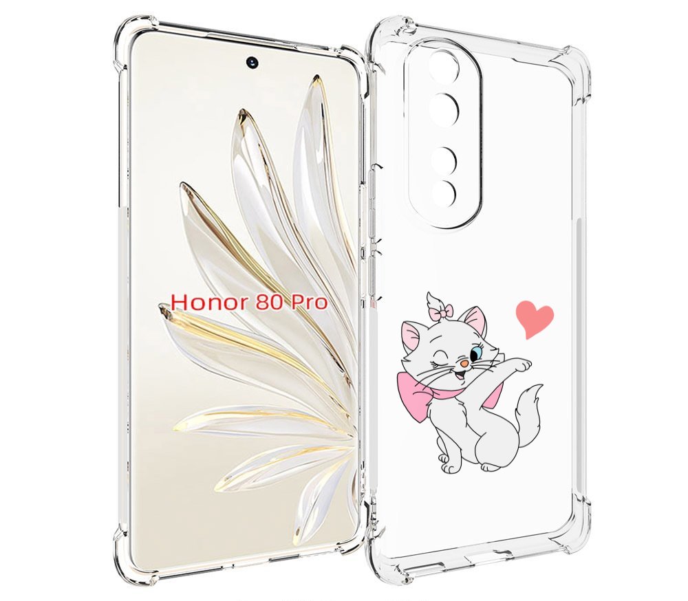 

Чехол MyPads белая-кошечка-с-сердечком женский для Honor 80 Pro, Прозрачный, Tocco