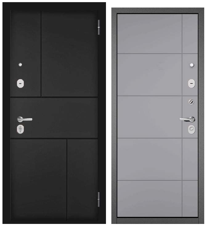 

Двери Mastino TRUST ECO 182/193 Черный матовый/Графит букле-Гриджио