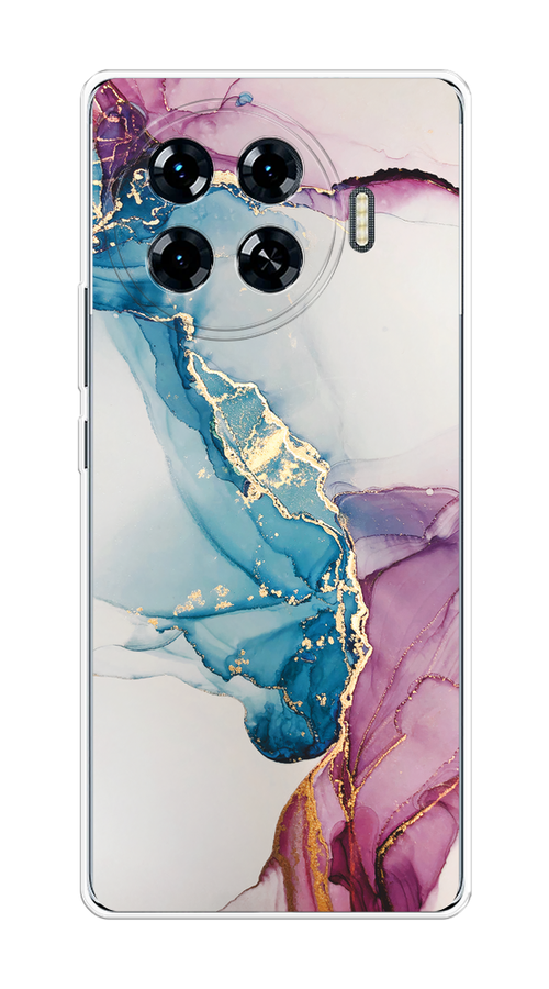

Чехол на Tecno Spark 20 Pro Plus "Розовые разводы рисунок", Синий;розовый;золотистый, 305050-1