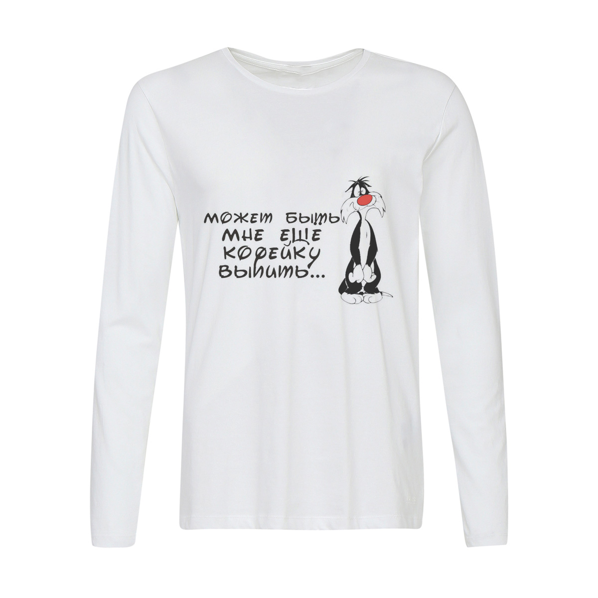 

Лонгслив CoolPodarok может быть мне еще кофе кот, Белый, 2w013154