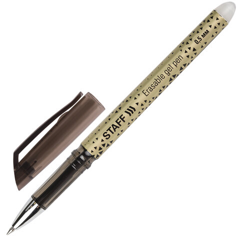 Ручка стираемая гелевая Staff College GP-200, черная, узел 0,5 мм, 142495, 12 шт