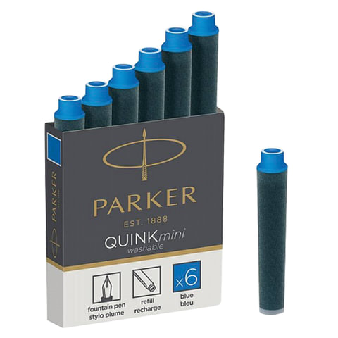 

Картриджи чернильные Parker Мини Cartridge Quink, комплект 6 штук, синие, 1950409, 2 шт