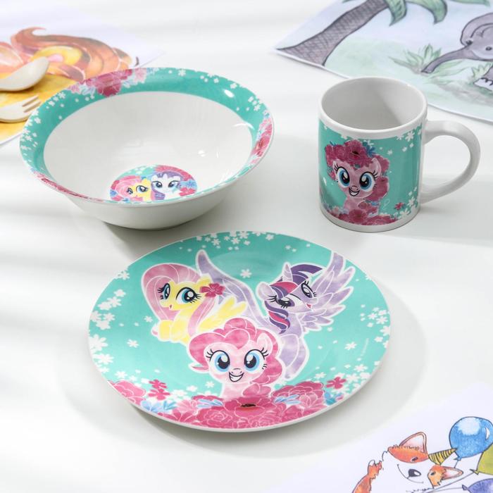 

Набор посуды My Little Pony, 3 предмета: кружка 240 мл, миска 18 см, тарелка 19 см