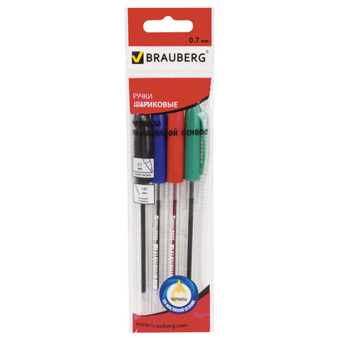 

Ручки шариковые масляные Brauberg, Набор 4 шт., ассорти, Rite-Oil, 142150, 8 шт