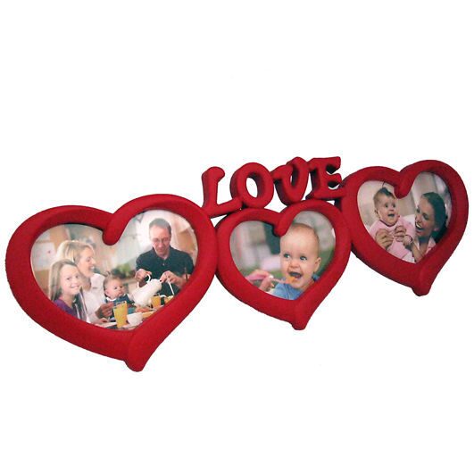 

Настенный коллаж-фоторамка Love 3 сердечка красная.