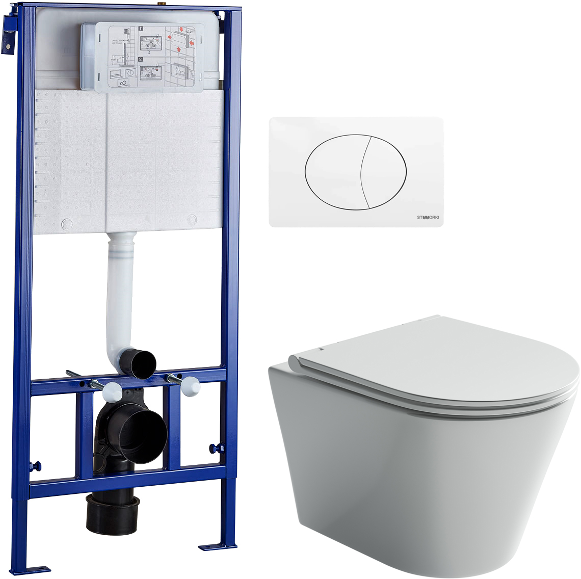 

Комплект STWORKI Унитаз подвесной Ceramica Nova Forma CN3011, CN3011+510162+кнопка