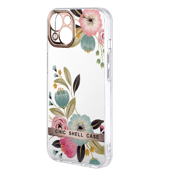 фото Чехол для iphone 13 chic shell case прозрачный цветы nobrand