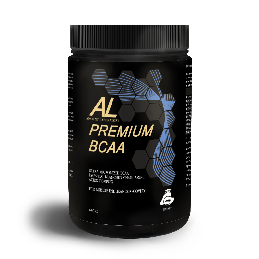 Аминокислоты Ancient Laboratory Premium BCAA 2:1:1 БЦАА 450 гр 80 порций манго