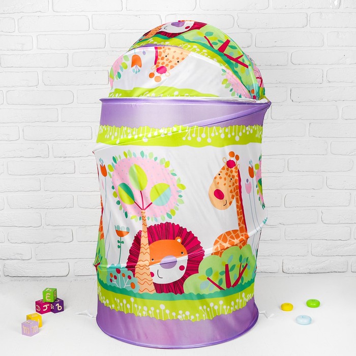 

Корзина для игрушек на липучке большая Джунгли 60x60x80 см