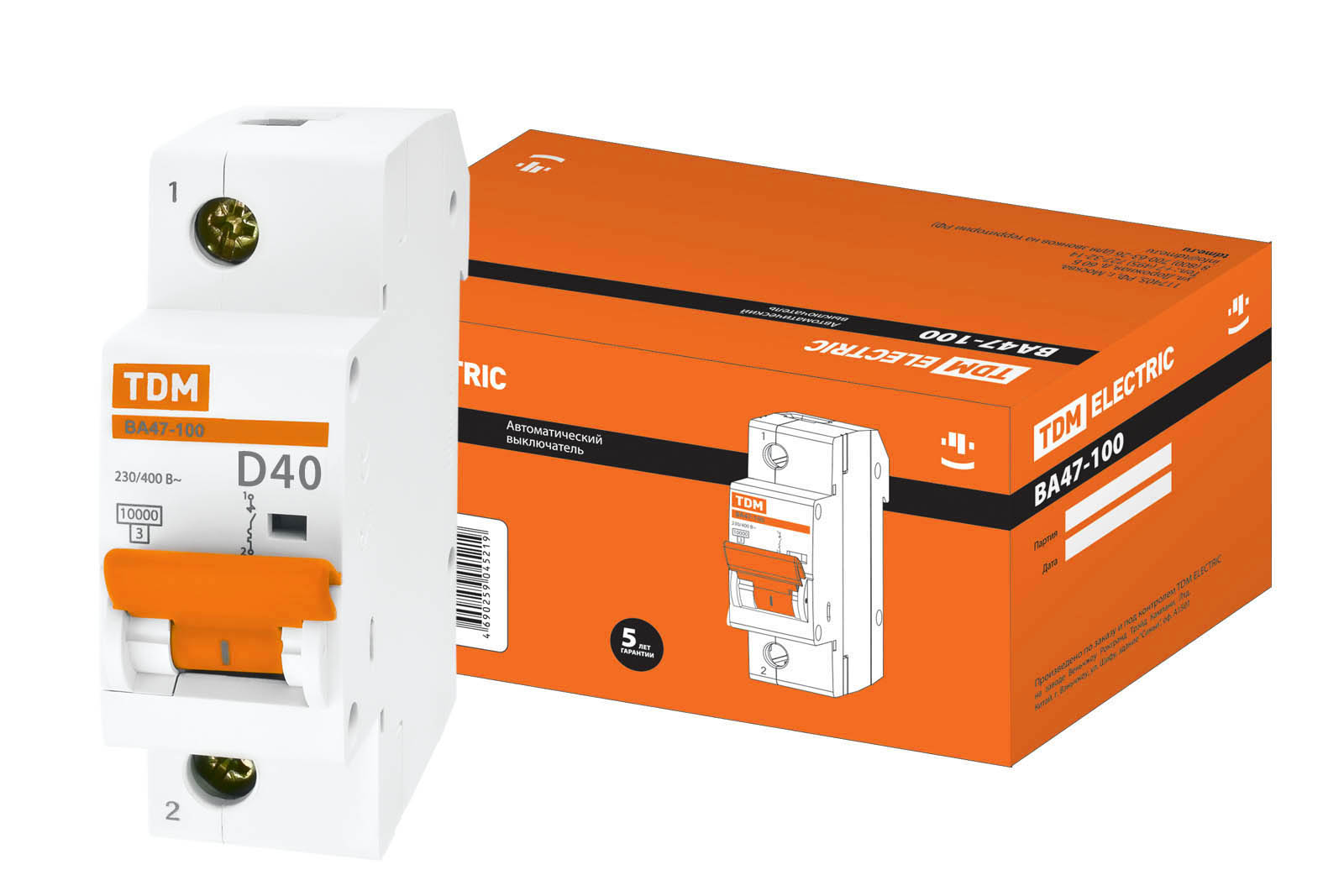фото Автоматический выключатель tdm electric ва47-100 1р 40а 10ка х-ка d