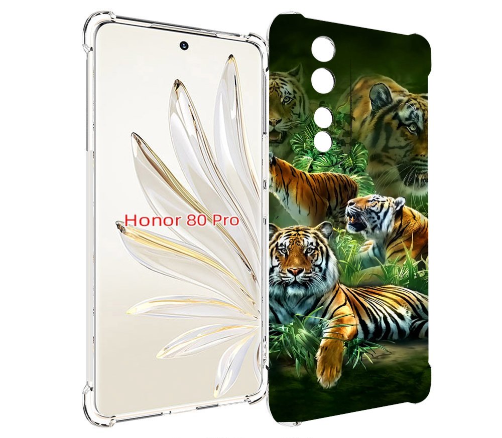 

Чехол MyPads Тигры для Honor 80 Pro, Прозрачный, Tocco