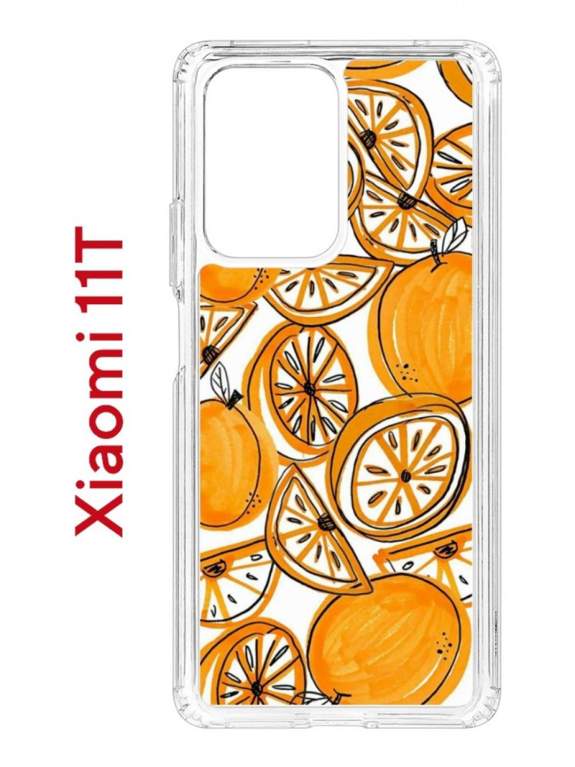 фото Чехол на xiaomi 11t/11t pro kruche print апельсины,противоударный бампер,с защитой камеры кruче