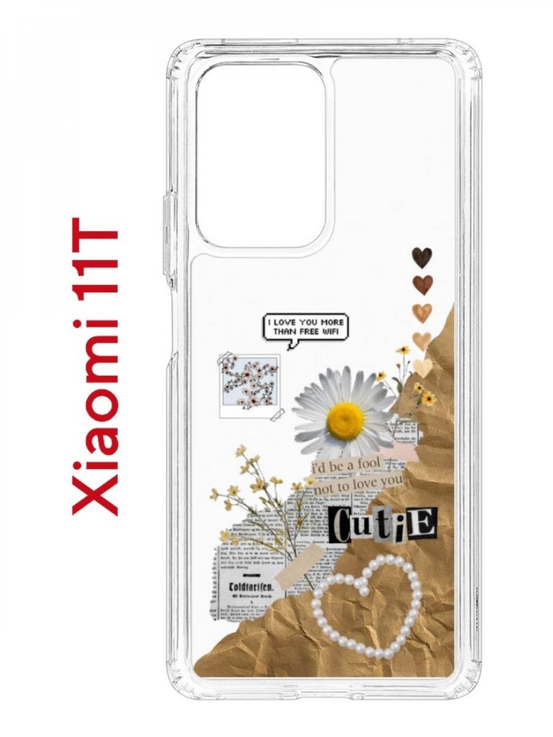Чехол на Xiaomi 11T/11T Pro Kruche Print Крафтовые наклейки,противоударный бампер