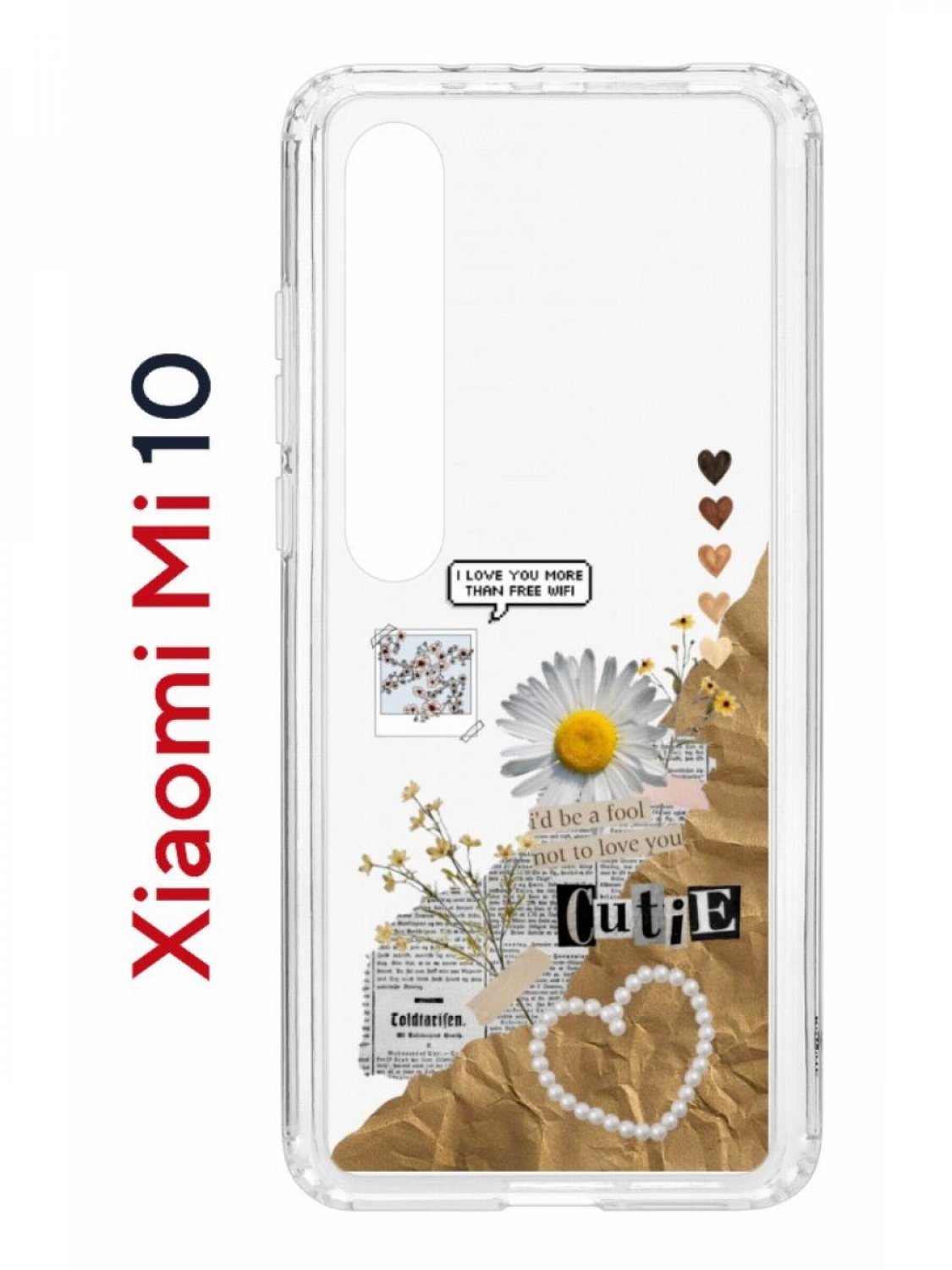 Чехол на Xiaomi Mi 10/Mi 10 Pro Kruche Print Крафтовые наклейки,противоударный бампер