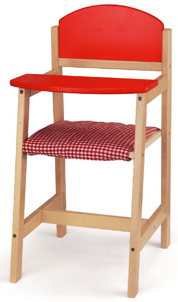 фото Кукольный стульчик для кормления viga, красный, 60х31х29 см viga