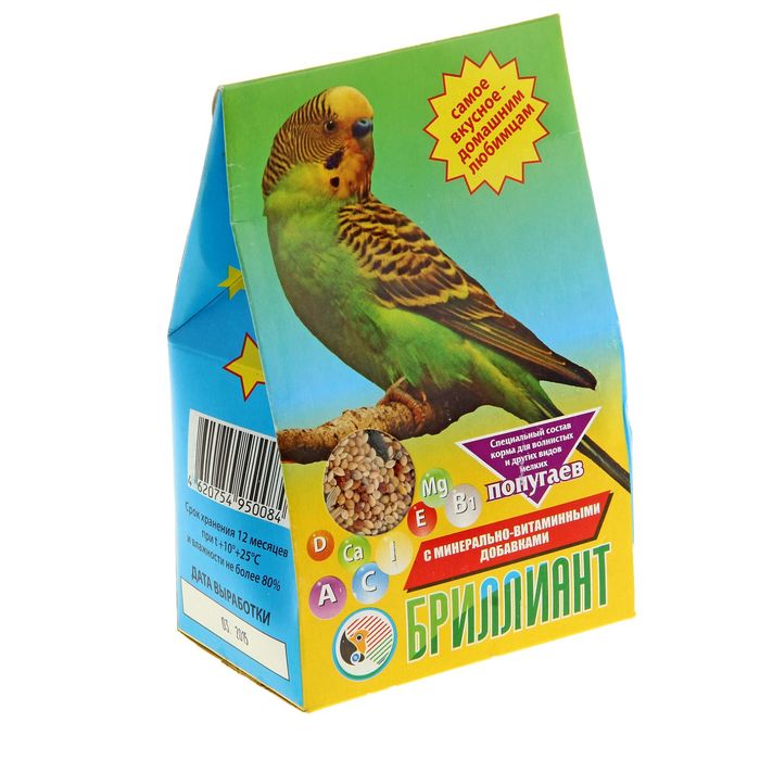 Корм для попугаев Бриллиант с растительно-минеральными добавками 2 шт по 400 г