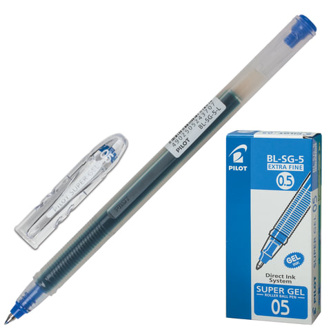 

Ручка гелевая Pilot Super Gel, синяя, корпус прозрачный, BL-SG-5, 12 шт