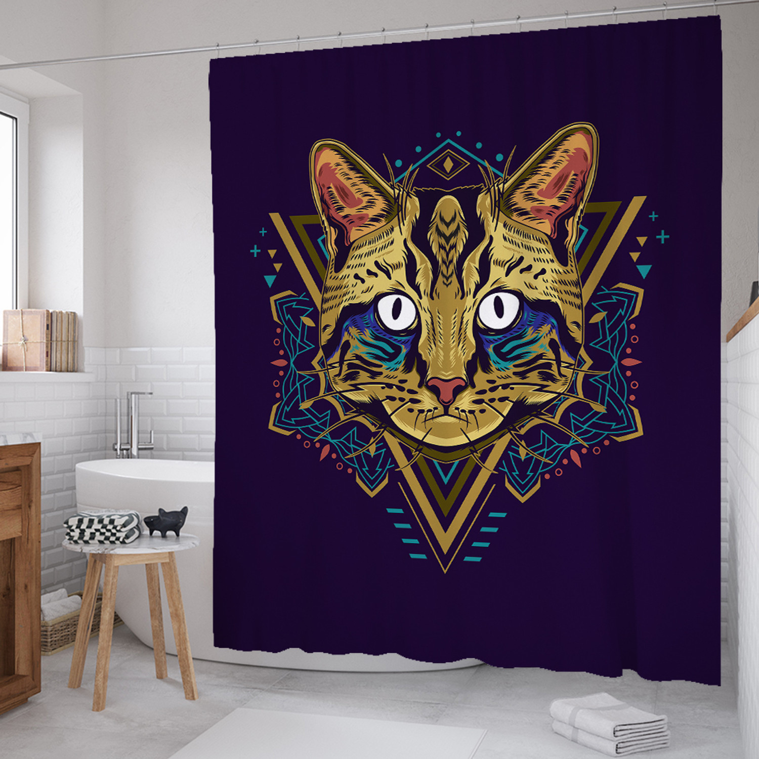 

Штора для ванной JoyArty Волшебный кот 180х200 занавеска в ванную с крючками sc_422873, Фиолетовый