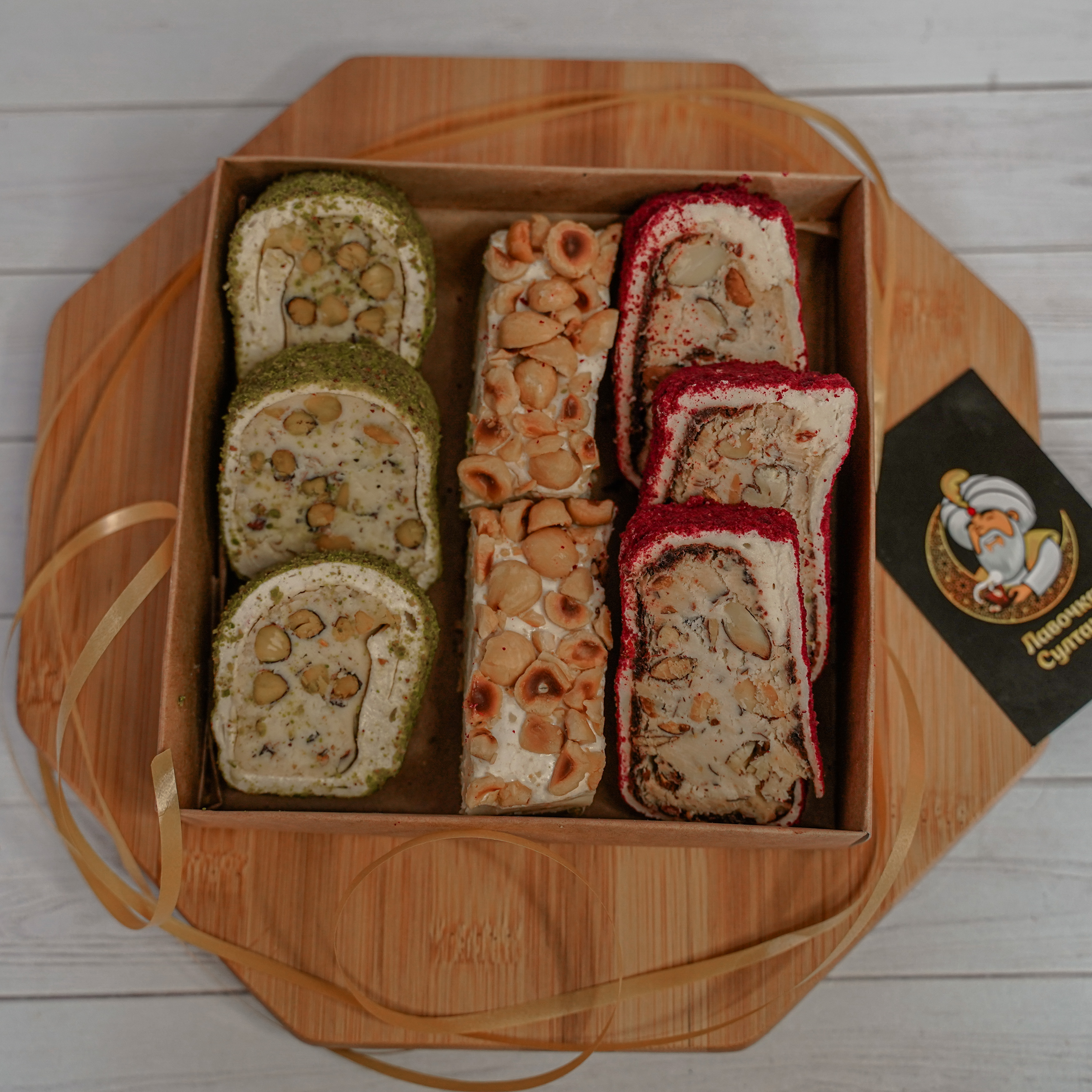 Рахат лукум Лавочка Султана ассорти торт с фундуком, каймак-фисташки, миндаль-крем, 500 г