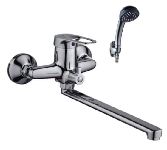 

ЭВЕРЕСТ В22-025, Смеситель для ванны (шаровый переключатель душа, плоский излив), Серебристый, В22-025