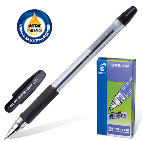 

Ручка шариковая масляная Pilot BPS-GP, черная, корпус прозрачный, 12 шт