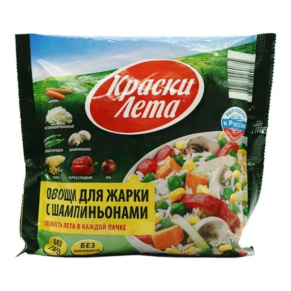 

Овощи Краски Лета для жарки с шампиньонами и рисом быстрозамороженные 400 г