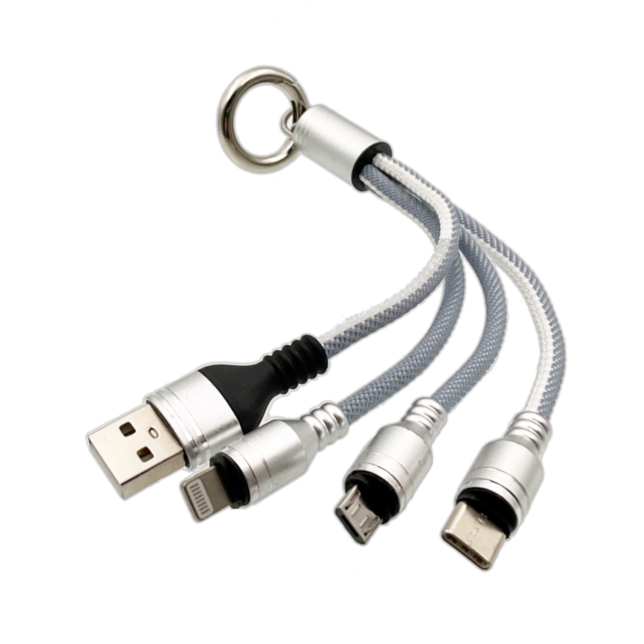 фото Кабель lightning/type-c/micro - usb qvatra 0.15 м белый